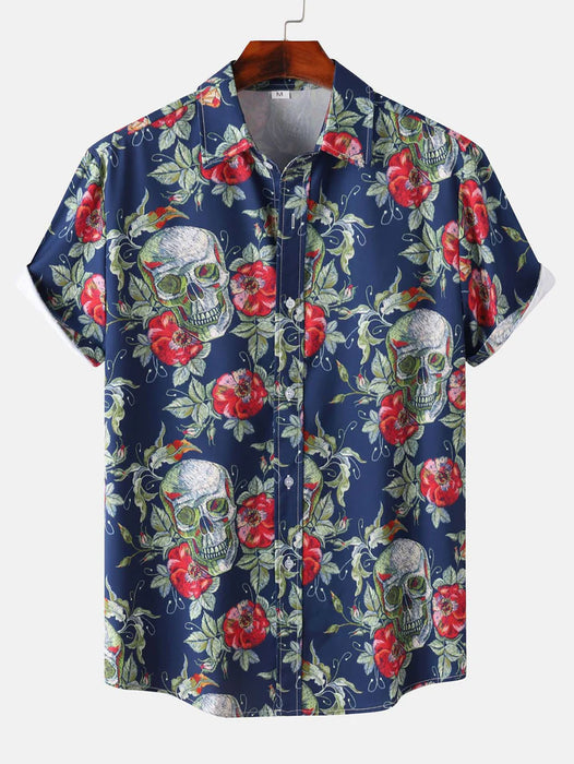 Rose Print Button Up Shirt