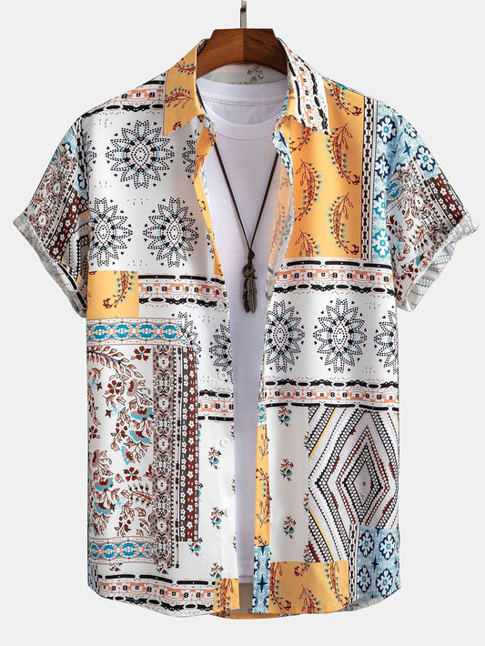 Scarf Print Button Up Shirts