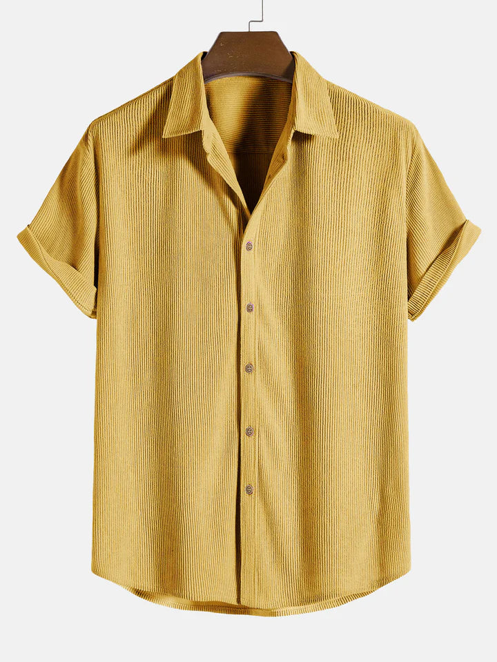 Short Sleeved Corduroy Button Up Shirt And Shorts