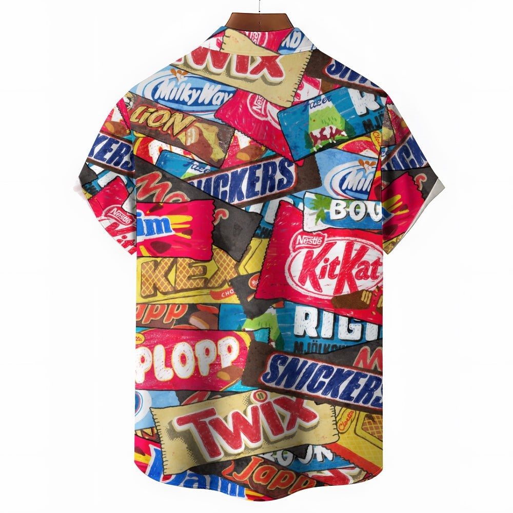 Snack Print Casual Short Sleeve Shirt