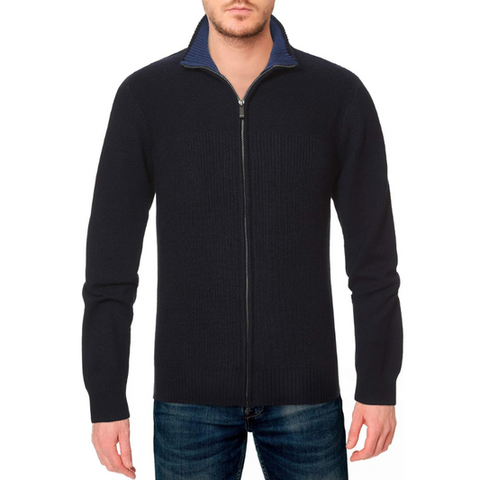 Full Zip Collar Polo Sweater