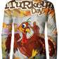 Thanksgiving Funny Turkey Print Button Up Shirt