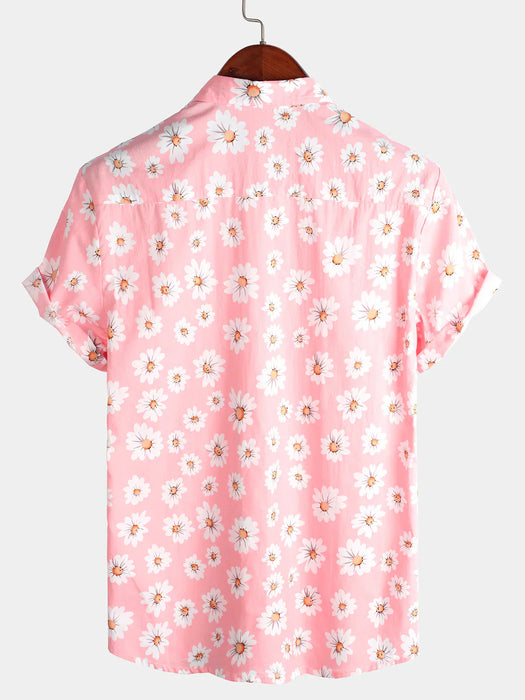 Tropical Floral Daisy Print Hawaiian Shirt
