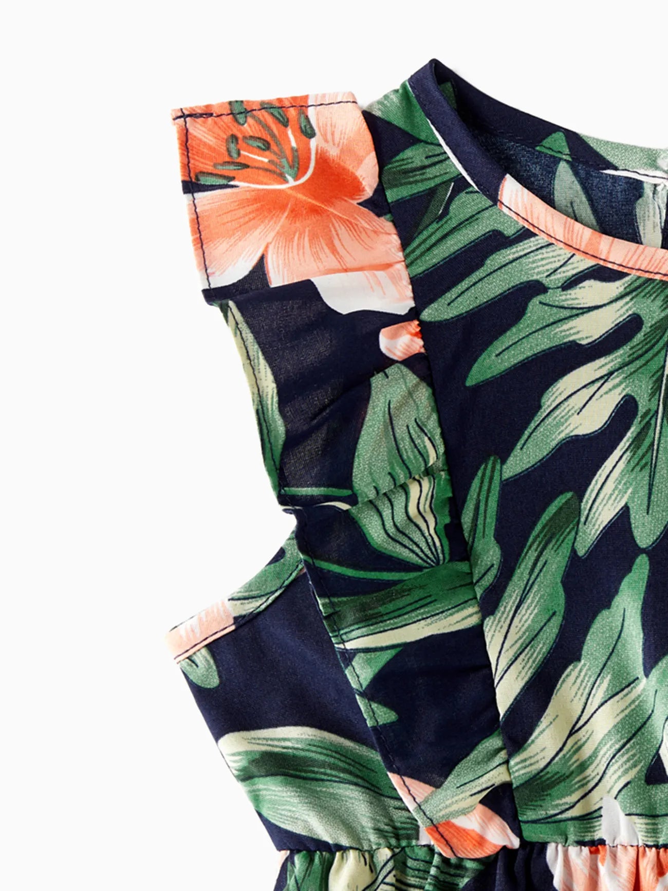 Tropical Plant And Flower Print Family Matching Set Vacation Outfits