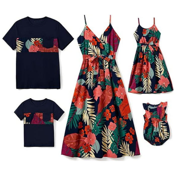 Tropical Printed Family Matching Outfits Set