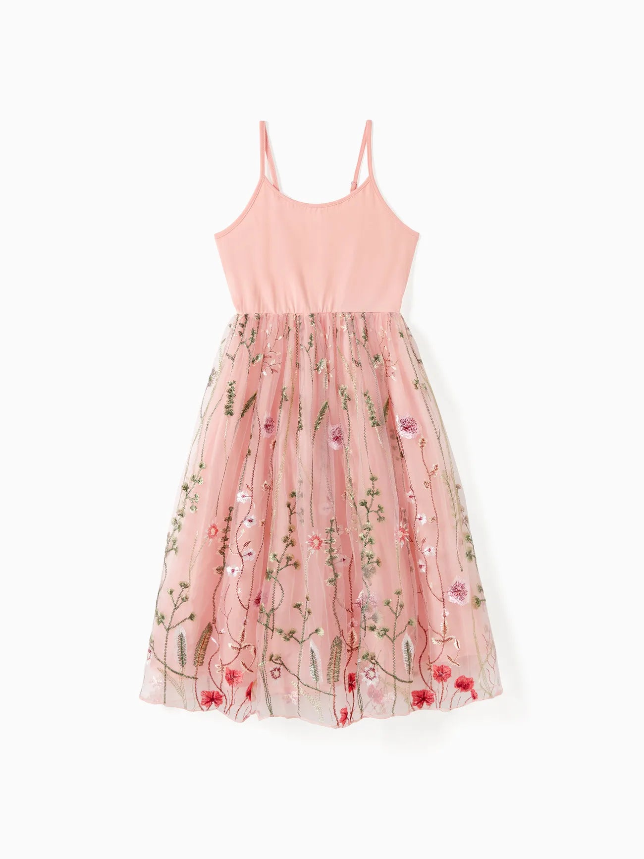 Tulle Strap Dress And Embroidered Cami Tee Family Matching Set