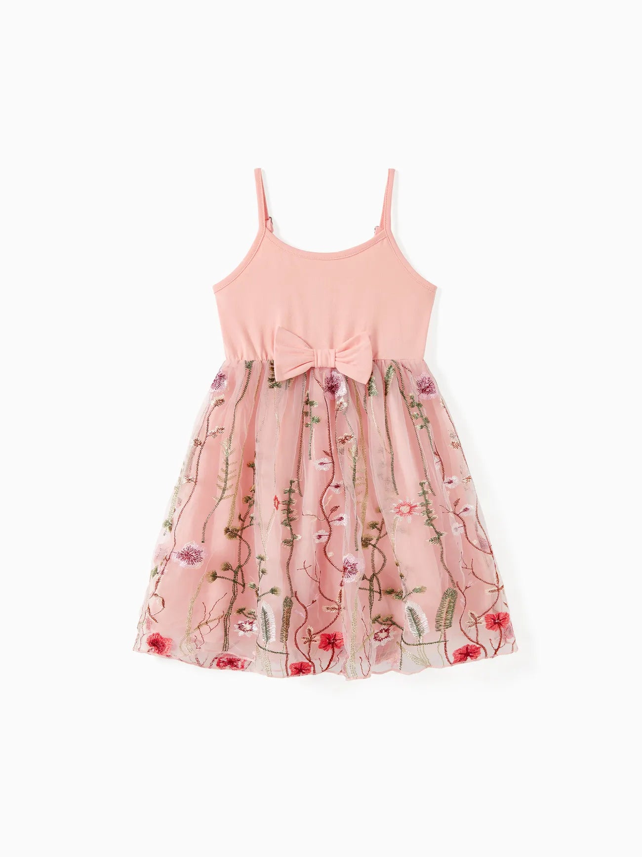 Tulle Strap Dress And Embroidered Cami Tee Family Matching Set