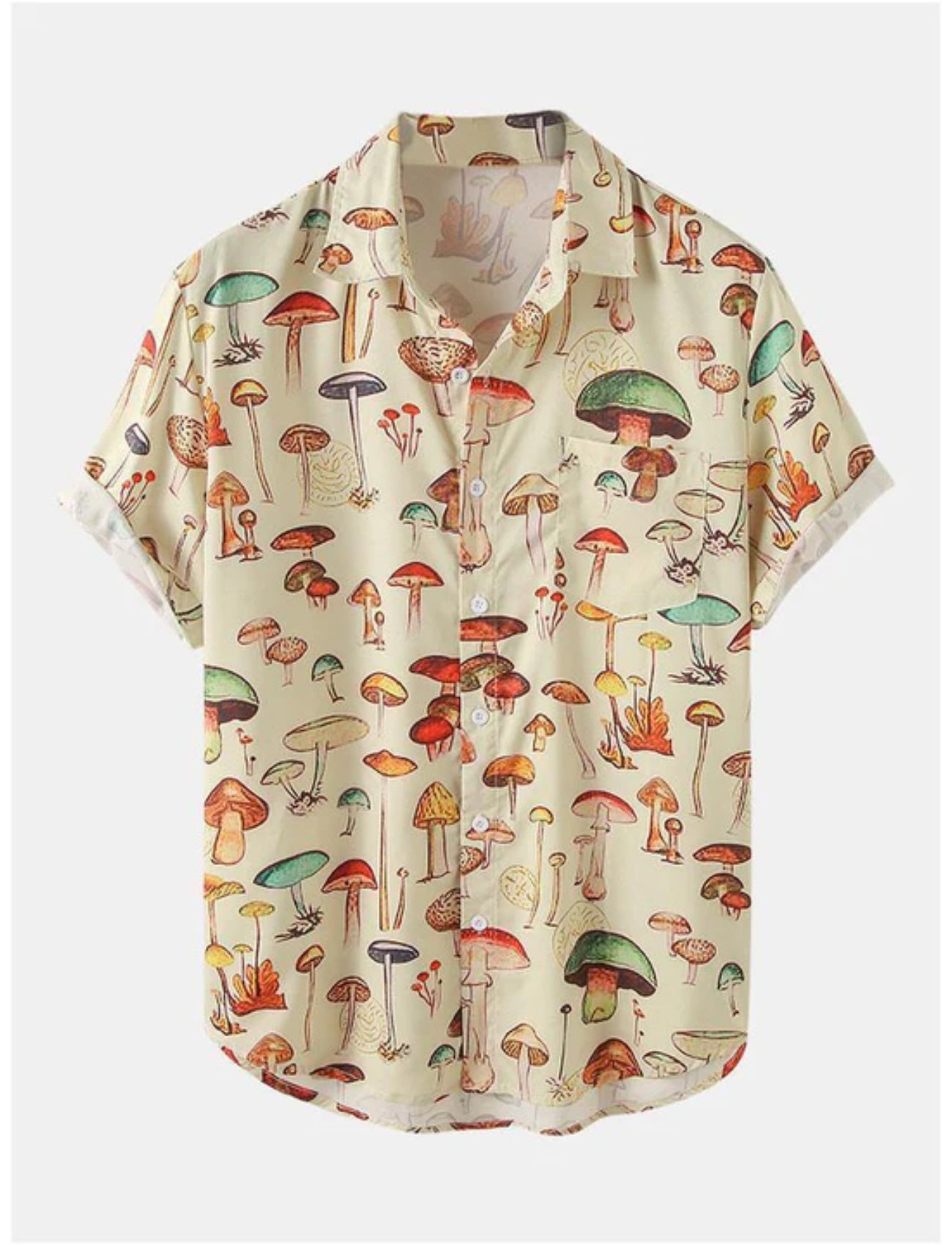 Vibrant Mushroom Pattern Short Sleeve Shirt