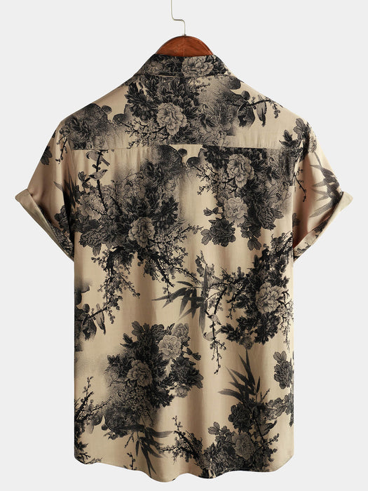 Vintage Bamboo Floral Short Sleeve Shirt