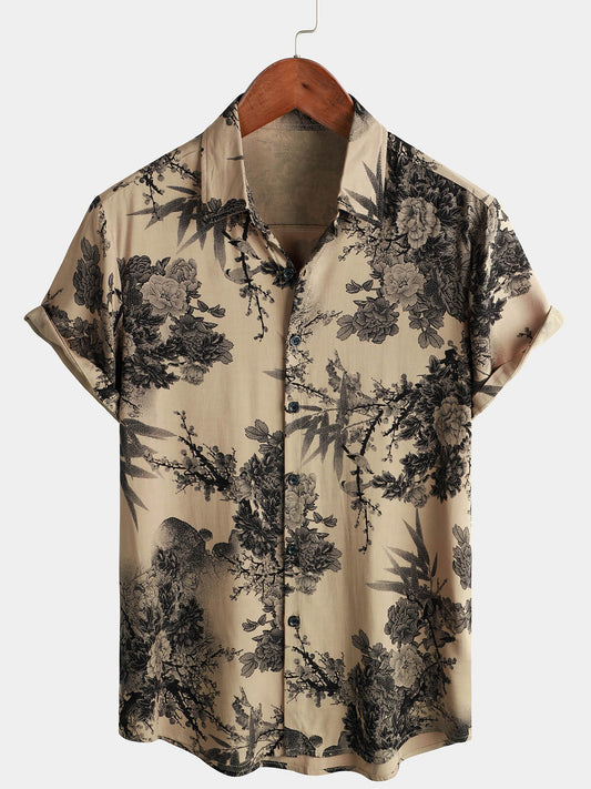 Vintage Bamboo Floral Short Sleeve Shirt