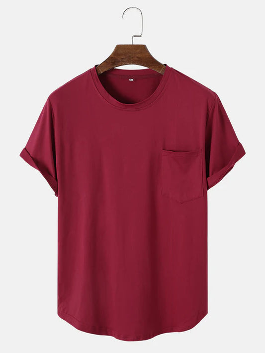 Solid Color Basic Tshirts With Pocket