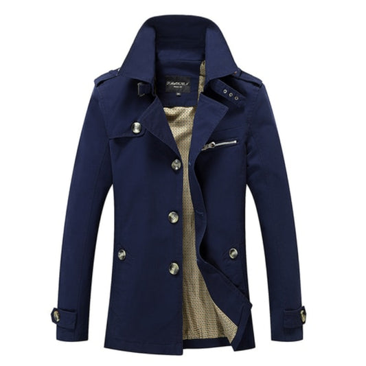 Men's Slim Fit Long Trench Coat Jacket