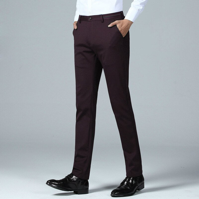 Men's Solid Casual Slim Fit Formal Trouser
