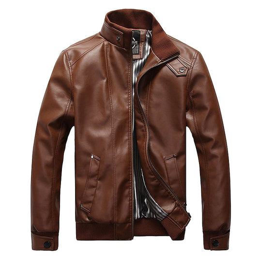 Casual Slim Coats With Zipper Leather Jackets