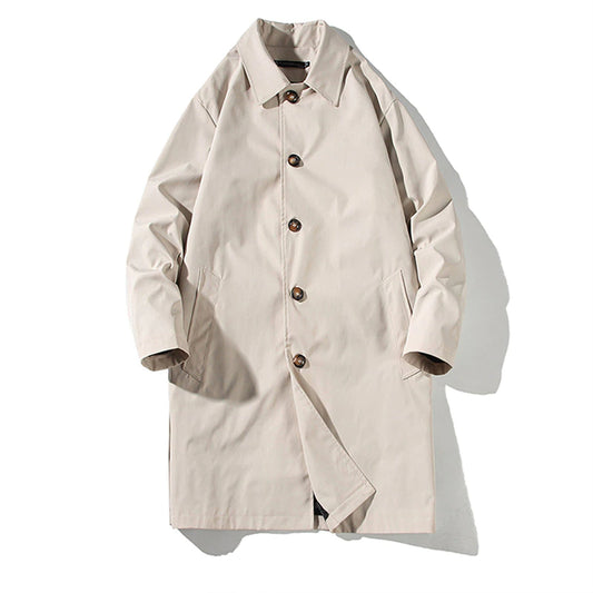 Oversized Casual Medium Length Turn Down Collar Trench Coat