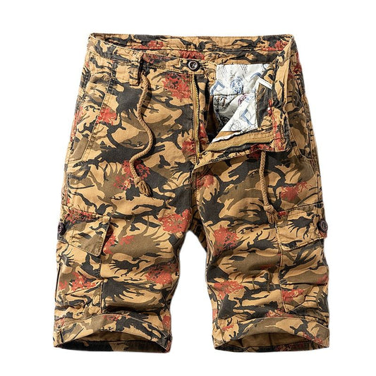 Men Camouflage Loose Knee Length Straight Shorts