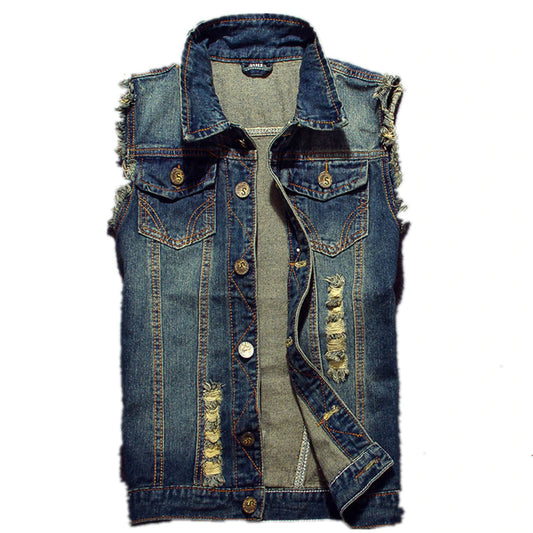 Ripped Hip Hop Men's Denim Jacket