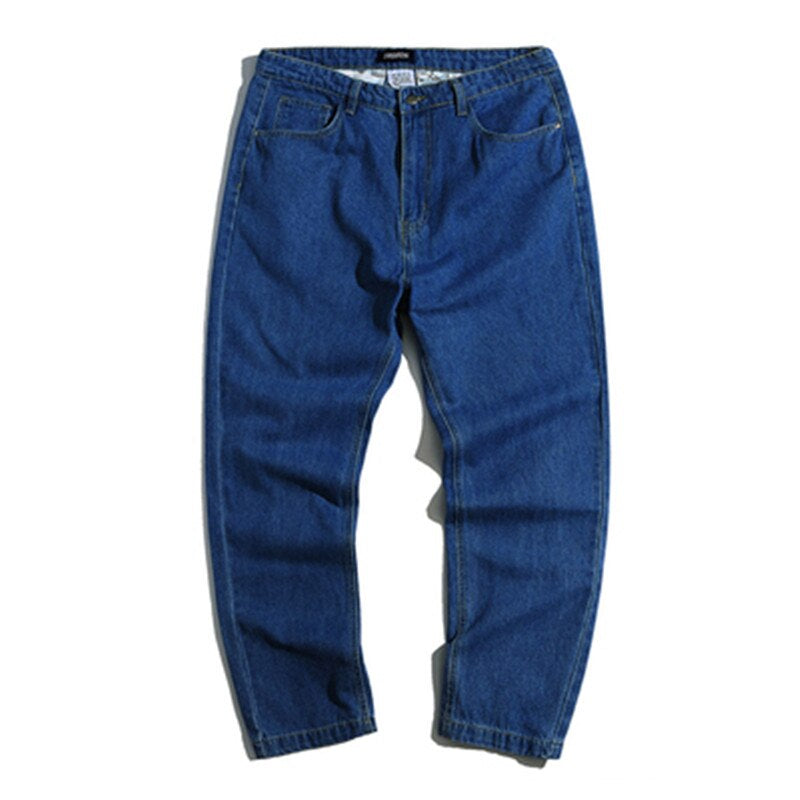 Loose Straight Solid Denim Jeans Pants