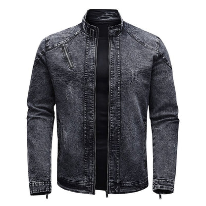 Stand Collar Slim Fit Denim Jacket