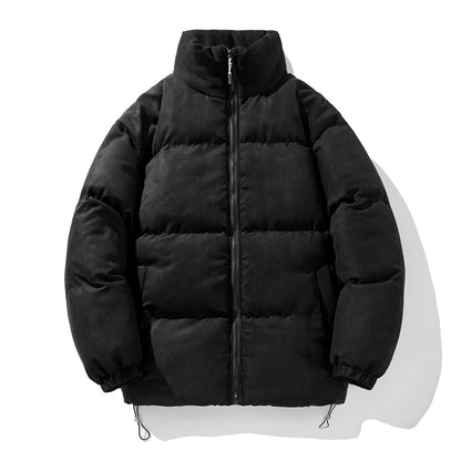 Streetwear Zipper Stand Collar Winter Coat