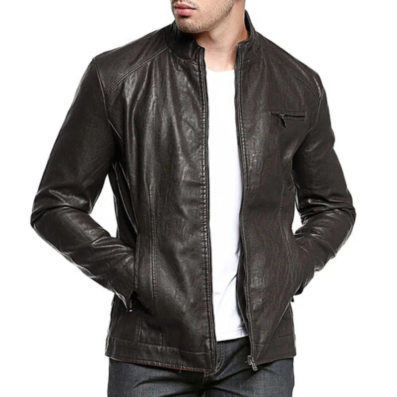 Motorcycle Leather Bomber Jacket