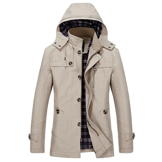 Men's Large Size Hooded Trench Coat