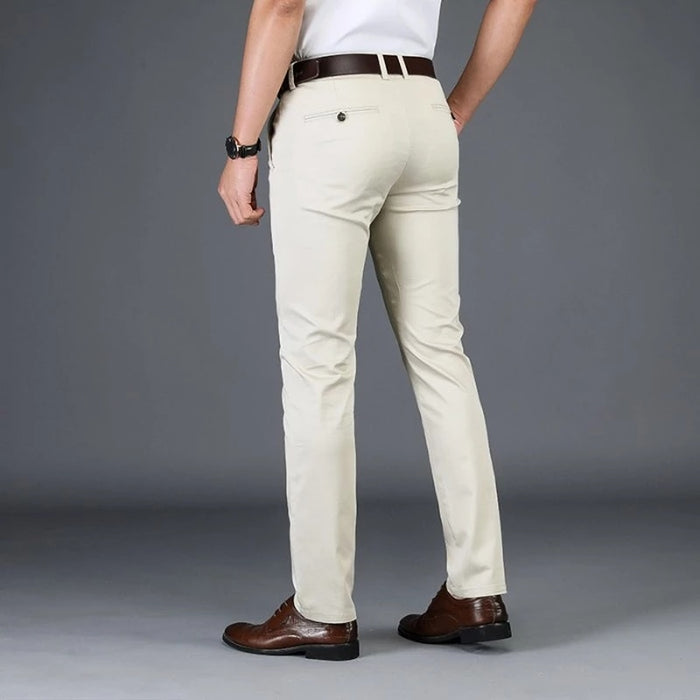 Men's Solid Straight Stretch Formal Trouser