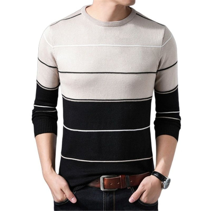 Men's O Neck Striped Pullovers