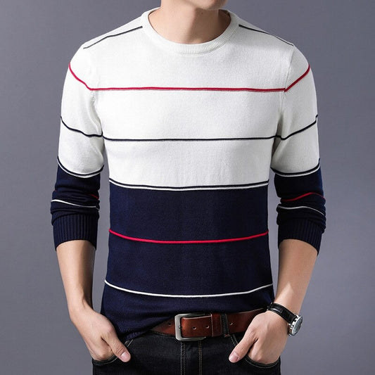 Men's O Neck Striped Pullovers