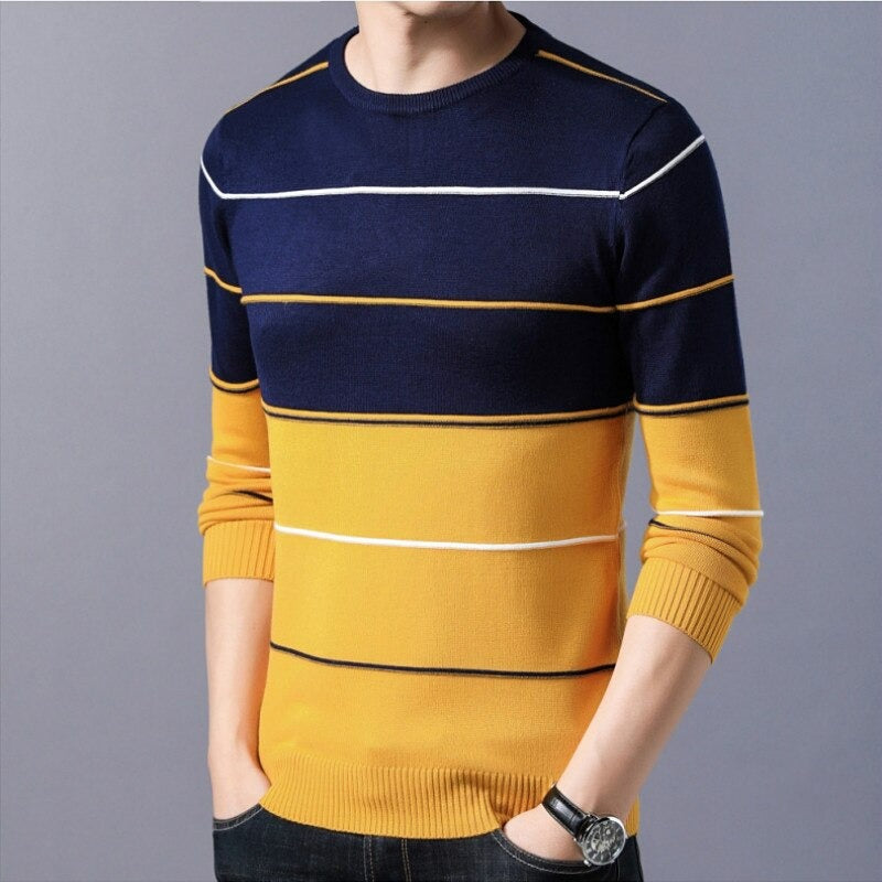 Men's O Neck Striped Pullovers