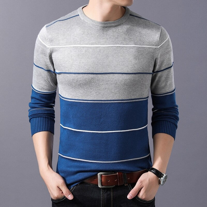 Men's O Neck Striped Pullovers