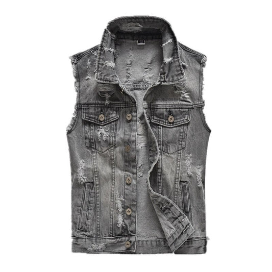 Men's Ripped Hip Hop Denim Vest