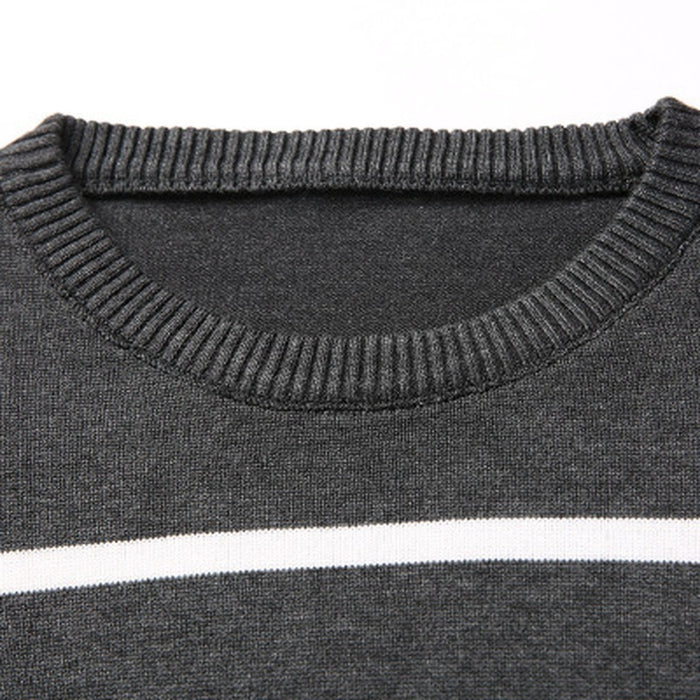 Men's Round Collar Striped Pullovers
