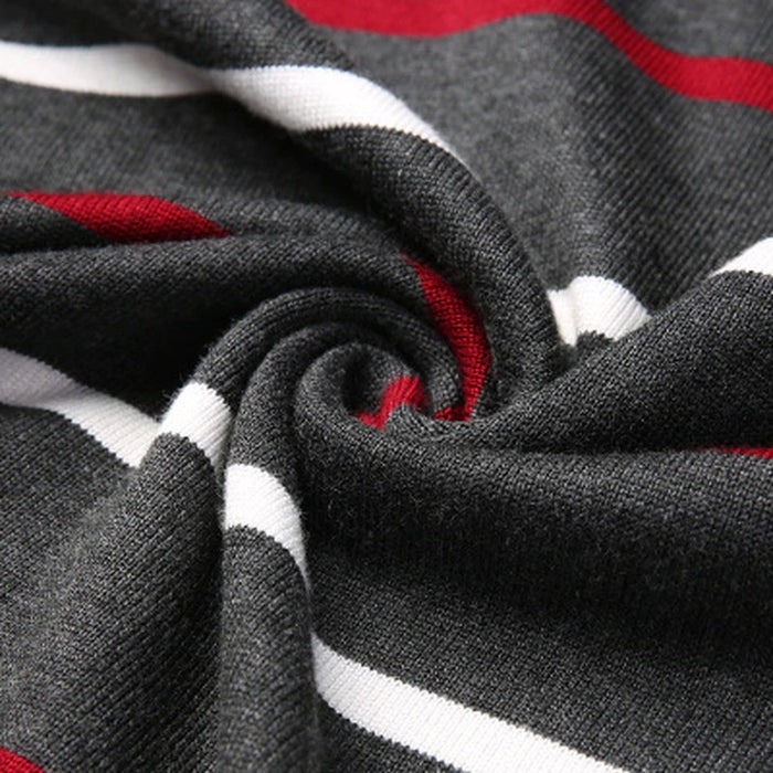 Men's Round Collar Striped Pullovers