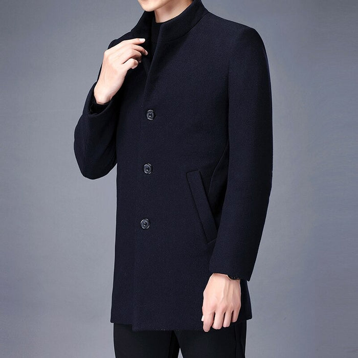 Men's Solid Stand Collar Slim Fit Coat