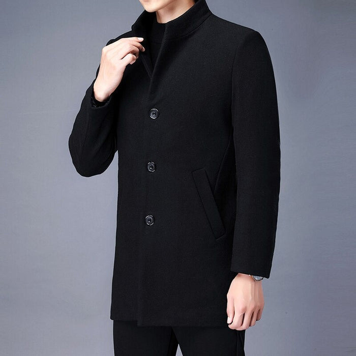Men's Solid Stand Collar Slim Fit Coat