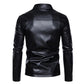 Men's Turn Down Collar Leather Zipper Jacket