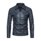 Men's Turn Down Collar Leather Zipper Jacket