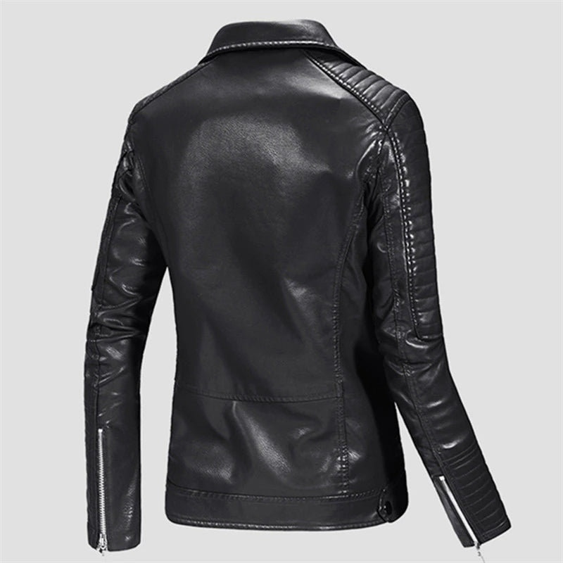 Windproof Casual Leather Outwear Coat