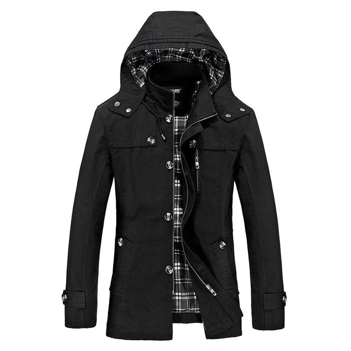 Men's Large Size Hooded Trench Coat