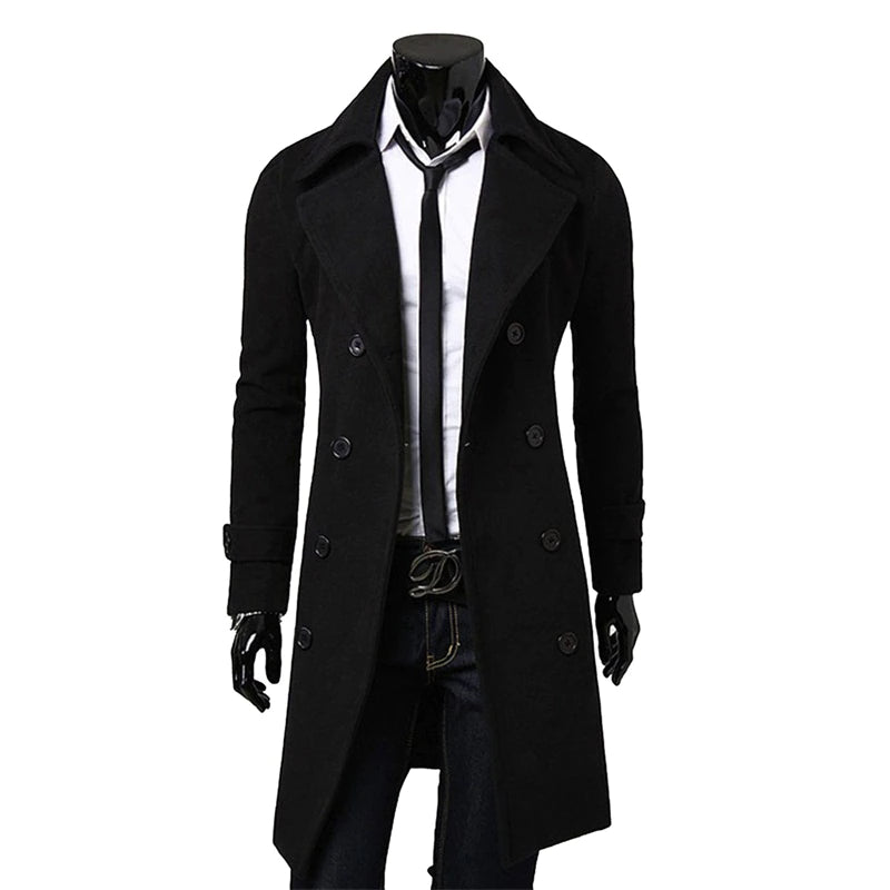 Autumn Winter Men's Slim Fit Long Trench Coats