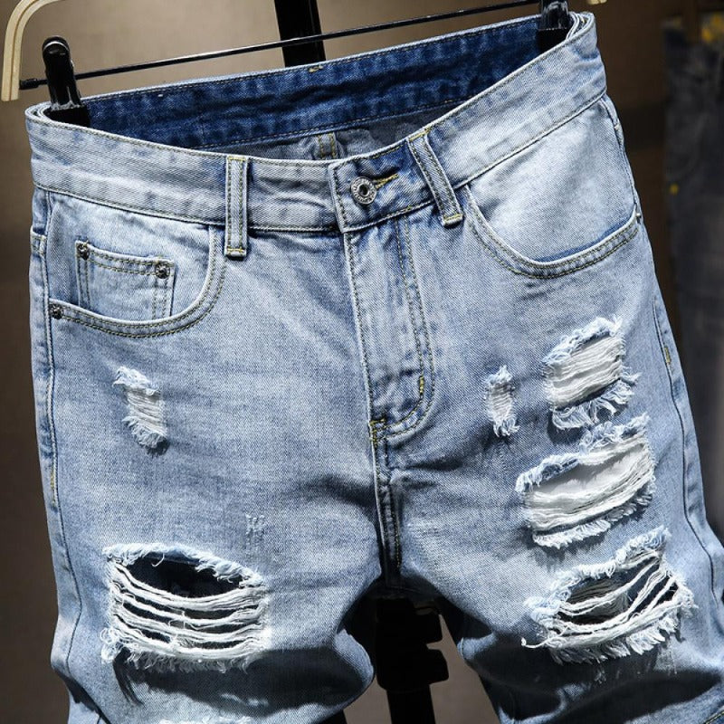 Summer Ripped Denim Shorts For Men