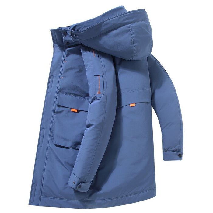 Hooded Warm Long Slim Fit Black Winter Jacket