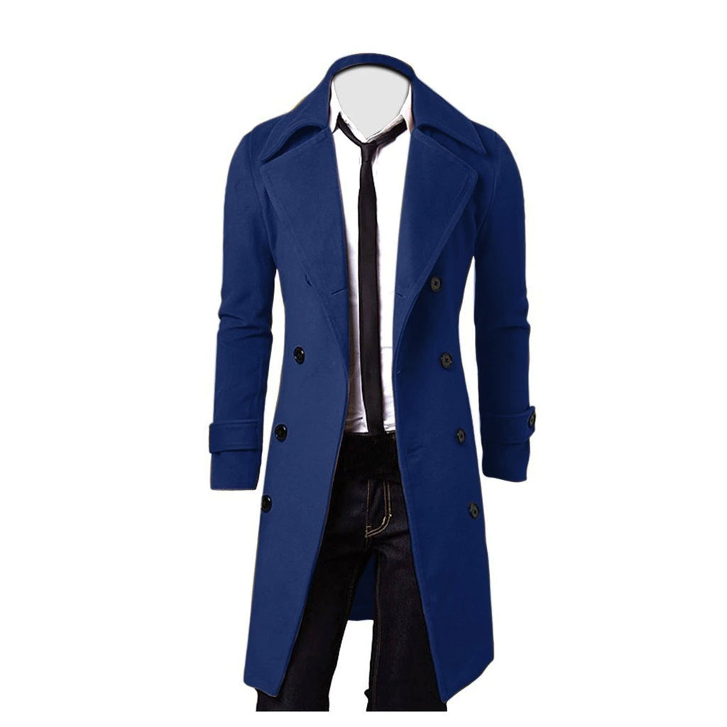 Autumn Winter Men's Slim Fit Long Trench Coats