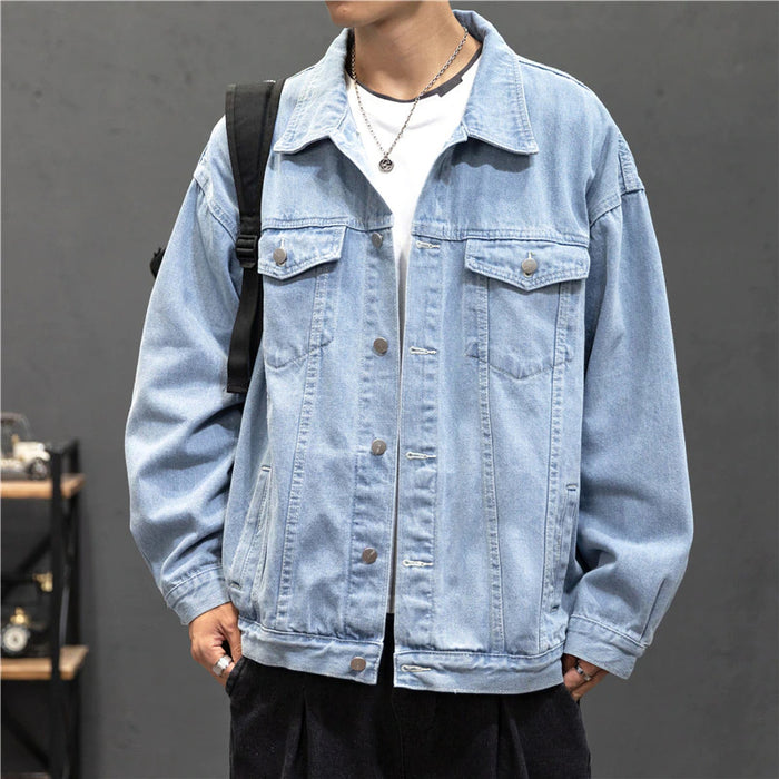 Turn Down Collar Denim Streetwear Jacket