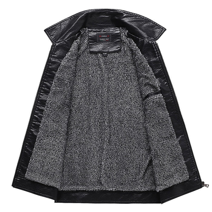 Winter Turn Down Collar Zipper Motorcycle Jacket