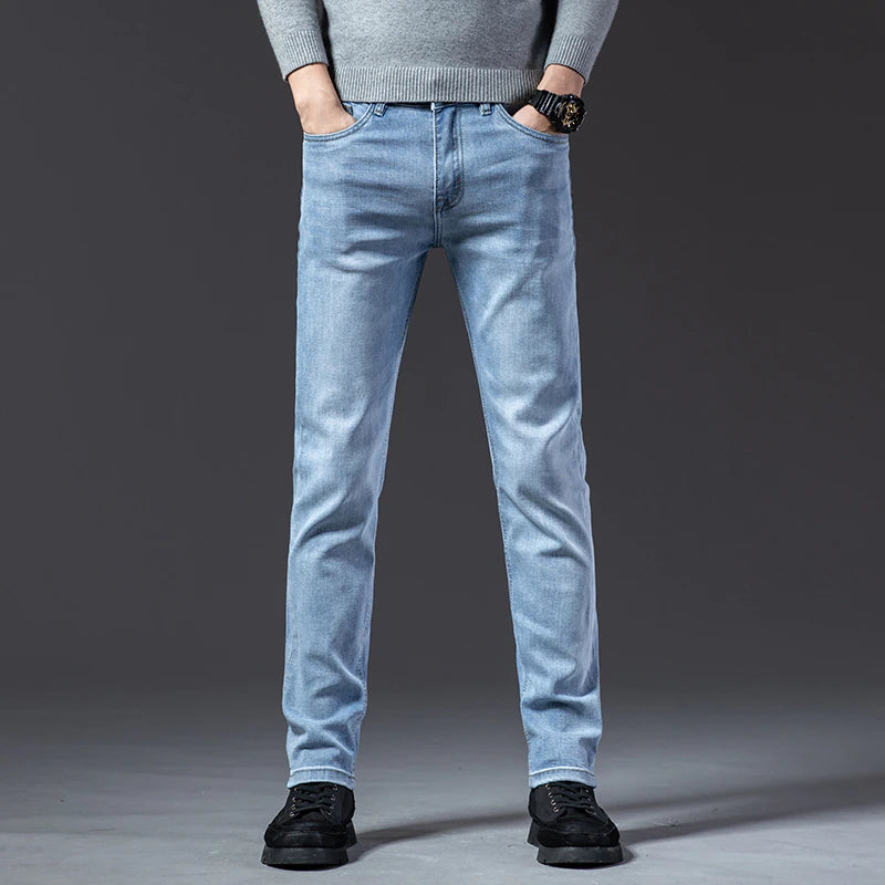 Causal Slim Fit Straight Denim Jeans