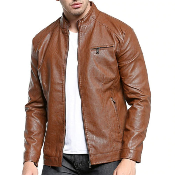 Motorcycle Leather Bomber Jacket