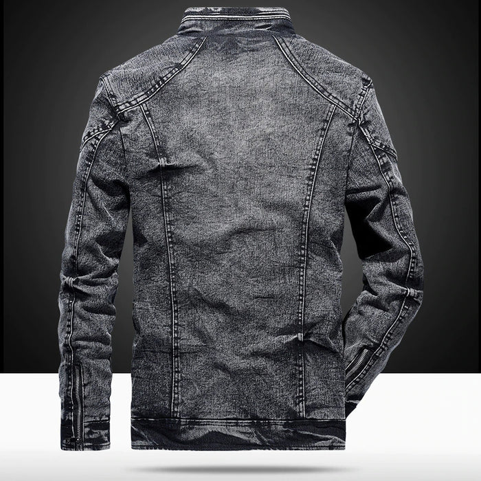 Vintage Men's Solid Casual Denim Jacket