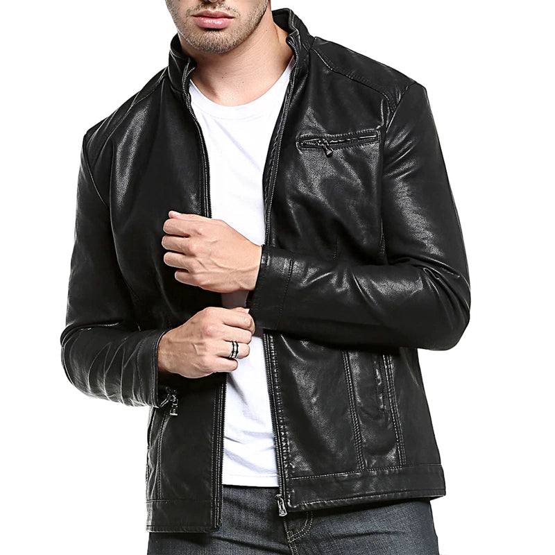 Motorcycle Leather Bomber Jacket